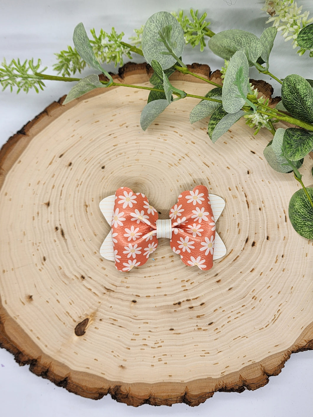 Leather Scalloped Bow