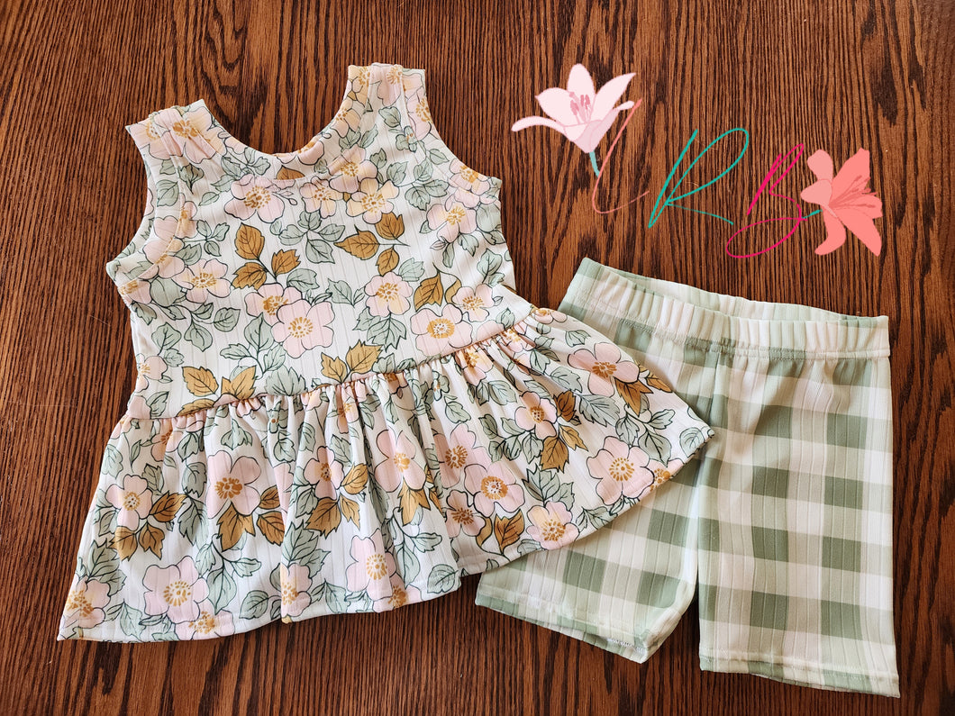 2T Ruffle Tank & Bikers Set