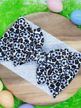 Load image into Gallery viewer, Soccer Leopard Headwrap Bow
