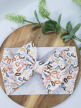 Load image into Gallery viewer, Neutral Alphabet Headwrap Bow
