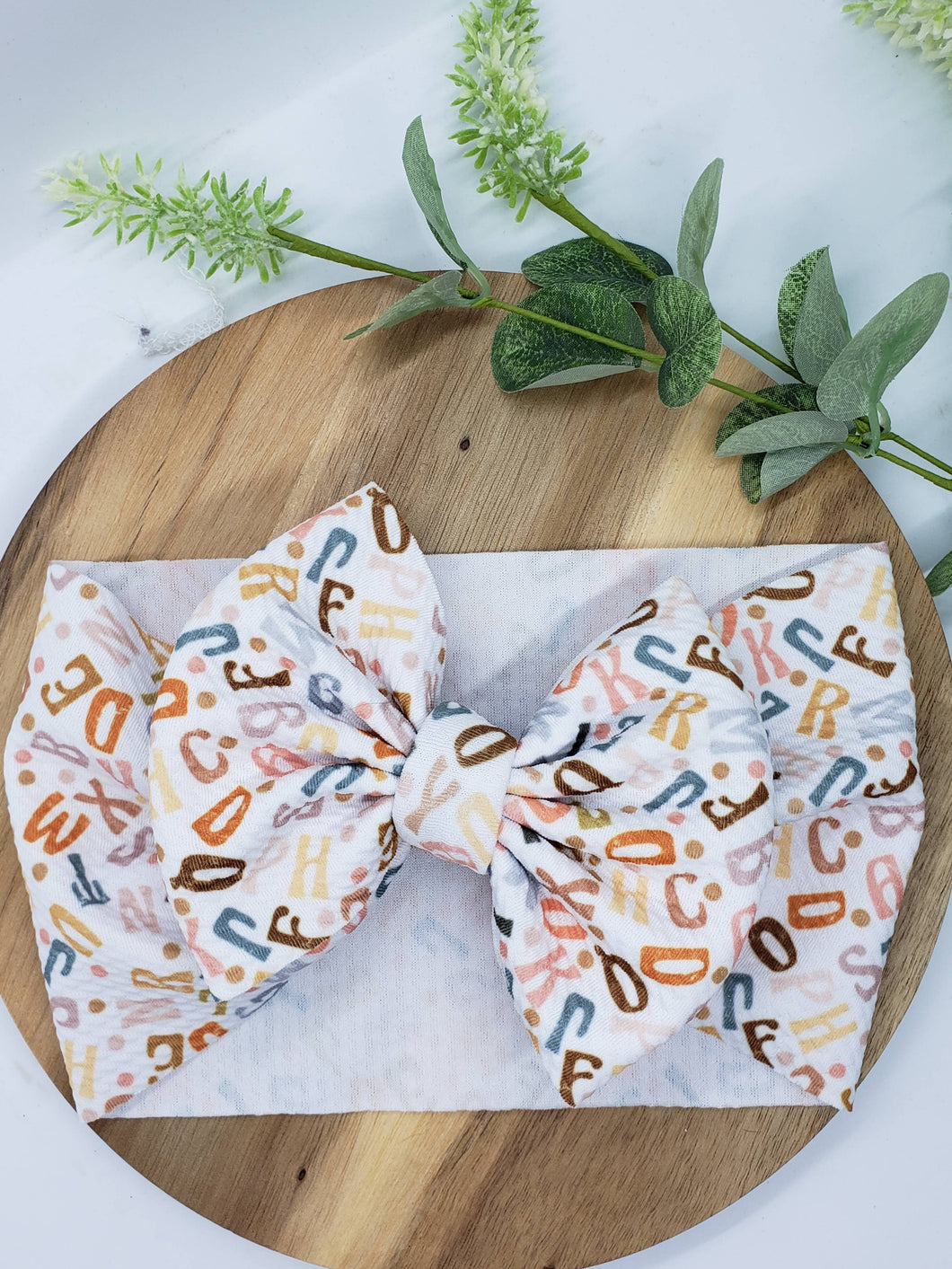 Neutral Alphabet Headwrap Bow